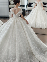 Robes de mariée de luxe scintillantes à col en V, manches longues, entièrement perlées, sur mesure, style Dubaï