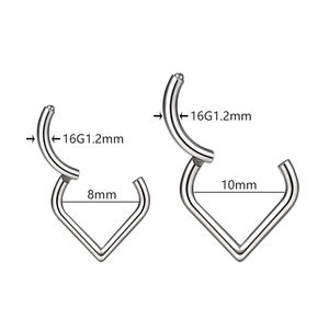 Venta al por mayor G23 titanio con bisagras en forma de abanico segmento anillo nariz Clicker tabique nariz aro anillos pendiente Piercing - Product Image 2