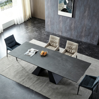 Table à manger extensible en dalle de pierre, style minimaliste italien, extra-longue, extensible des deux côtés, pliante, pour usage hôtelier