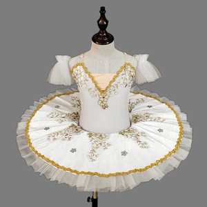 Swan Dance Adultos Niños Bailarina Manga corta Tutu Falda Práctica Poufy Elástico Vestido de una pieza - Product Image 3