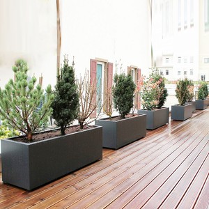 Maceta rectangular grande personalizada, cajas de metal, macetas grandes para jardín al aire libre, cajas de metal, macetas grandes para jardín al aire libre