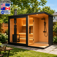 Kaitong Kit de Luxe Personnalisé Traditionnel en Bois pour Extérieur, Cabine de Douche et Sauna, en Cèdre, pour 2 Personnes, Sauna Humide et Sec pour la Maison