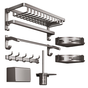 Étagère de rangement pour salle de bain Morning Dew, 50 cm, porte-serviettes mural en aluminium durable pour toilettes, étagères d'angle pour salle de bain - Product Image 2