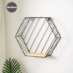 Decoraciones de Habitación de <span class=keywords><strong>Estilo</strong></span> <span class=keywords><strong>Nórdico</strong></span>, Rejilla Hexagonal de Hierro, Estante para Dormitorio, Sala de Estar, Adornos de Pared - Product Image 4