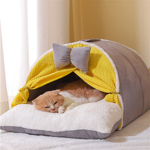 Warmes Haustierbett für Hunde und Katzen, Halboffene Hundehütte, Weiches Nestzelt, Haustierzubehör, Katzenhaus, Winter-Katzenbett, Haustierhöhle - Product Image 5