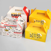Boîtes en carton personnalisées pour poulet frit, à fond auto-scellant, avec poignée, pour la restauration rapide à emporter