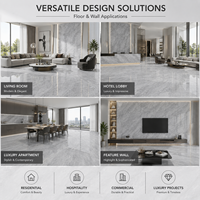 Carreaux de sol intérieurs en porcelaine gris clair poli moderne 750x1500mm aspect marbre pour projets de villas et bâtiments commerciaux