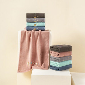 Ensemble de serviettes de bain en pur coton 40x90 cm, brodées, couleur unie, douces pour la peau, pour usage domestique - Product Image 3