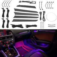 La mejor venta de luz LED ambiental para Audi A4 B8 A5 Q5 2009-2017 decorar lámpara panel de puerta de grano decorar lámpara aspecto de carbono luz de neón