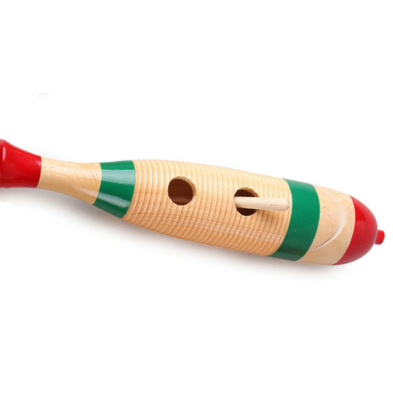 木製ギロ パーカッション 魚型 カラフル楽器 3歳以上のお子様向け