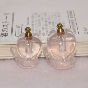 Verified Supplier Natural Crystal Essential Oil Bottle Rose Quartz Fox Perfume Bottle for Necklace