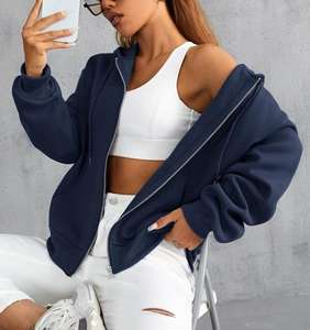 2024 nueva moda personalizada Streetwear sudaderas de cuello redondo suéter de lana de peso pesado sudaderas de cuello redondo de gran tamaño mujeres - Product Image 2