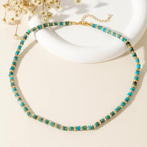 महिला पुरुषों के लिए डेन्टी बेडेड नेकलेस पुरुषों के गहने हस्तनिर्मित फैशनेबल प्राकृतिक समुद्री तलछट जैस्पर आकर्षण पत्थर हार उपहार - Product Image 6