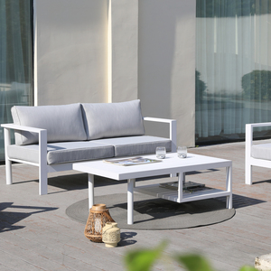 OSMEN Berlin - Mobilier de jardin moderne en métal pour l'extérieur - Canapé de patio avec table basse en aluminium - Ensemble de 4 pièces - Product Image 4