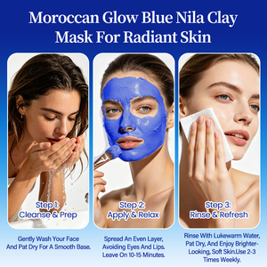 <span class=keywords><strong>Masque</strong></span> d'argile bleue marocaine <span class=keywords><strong>Nila</strong></span> pour le <span class=keywords><strong>visage</strong></span>, nettoyant en profondeur, purifiant, hydratant, anti-acné, éliminant les points noirs - Product Image 6