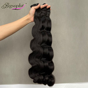 Fournisseurs de cheveux humains vierges non traités, mèches de cheveux humains ondulés naturels super double trame, couleur naturelle - Product Image 1