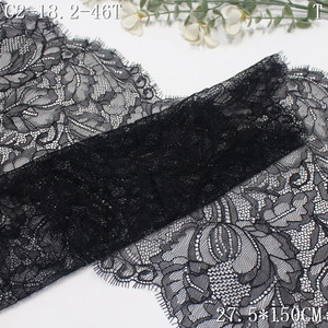 Elegante <span class=keywords><strong>Pizzo</strong></span> Chantilly Nero Largo 27cm, Tessuto <span class=keywords><strong>in</strong></span> Tulle Francese con Motivo Floreale, Bordatura <span class=keywords><strong>in</strong></span> <span class=keywords><strong>Pizzo</strong></span> Lavorato a Maglia per Abiti da Sera - Product Image 5