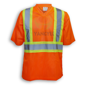 視認性の高い反射安全tシャツカスタムロゴ構造ハイビスワークシャツ長袖男性用Tシャツポケット付き - Product Image 5