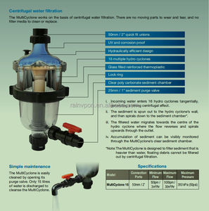 Sistema de Purificación de Agua Centrífugo Multiciclónico Waterco 16 de Alto Flujo para Exteriores con Prefiltración <span class=keywords><strong>Manual</strong></span> - Product Image 5