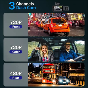 360 enregistreur de stationnement caméra de tableau de bord de voiture avec 4K avant et arrière 1080P enregistreur vidéo écran IPS Type à trois objectifs - Product Image 3