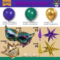 Lot de 128 ballons à thème carnaval en gros – Kit de ballons en aluminium Couronne et Étoile Éclatante pour la décoration de fête Mardi Gras et mascarade