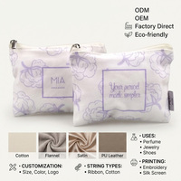 Pochette zippée en mousseline de coton imprimée sur mesure, sac de rangement écologique en toile pour bijoux et cosmétiques, pochette anti-poussière pour pièces de monnaie et tampons