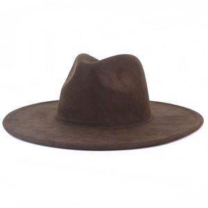 <span class=keywords><strong>Cappello</strong></span> Fedora di Moda in Camoscio per Donna e <span class=keywords><strong>Uomo</strong></span> Sombrero Classico a Tesa Larga Piatta Stile Jazz Panama - Product Image 6