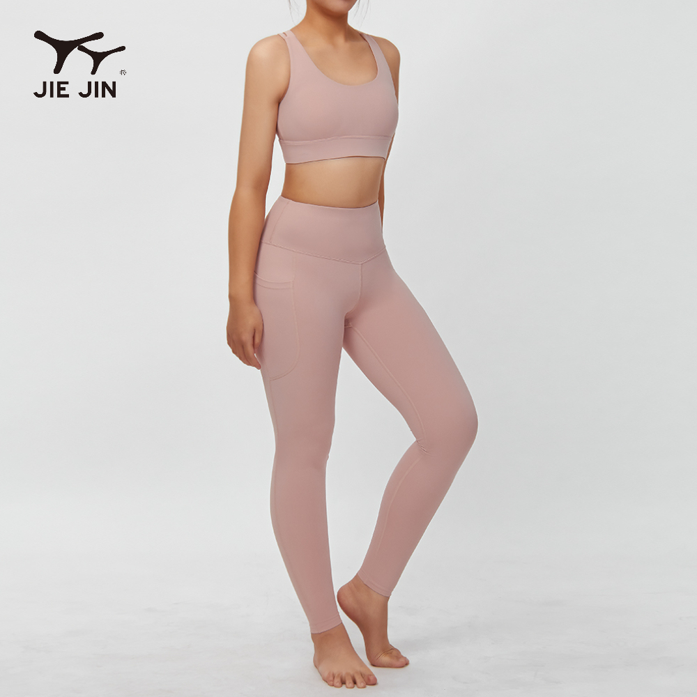 JIEJIN Custom Logo Girls Lightweight Push Butt Elastic Quick-Drying Fitness Yoga Wear Training Sports Suit