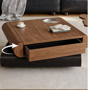 Juego de <span class=keywords><strong>Mesa</strong></span> de Centro de Madera Moderna y Duradera Estilo Wabi Simple con Incrustaciones de Acero Inoxidable, Diseño Giratorio, Decorativo y Ecológico - Product Image 4