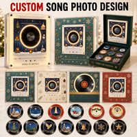 Boîte à musique NFC personnalisée pour Noël, style disque vinyle avec lumière LED, coffret cadeau de Noël, décoration de la maison, souvenirs