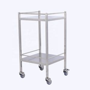 Chariots en acier inoxydable Chariots chirurgicaux à 2 étagères Chariots utilitaires médicaux Chariot de traitement Chariot d'hôpital pour patient - Product Image 5