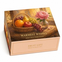 Premium fruit geschenkdoos met olieverfschilderijdesign, op maat gemaakte stevige kartonnen verpakking met geweven mandprint