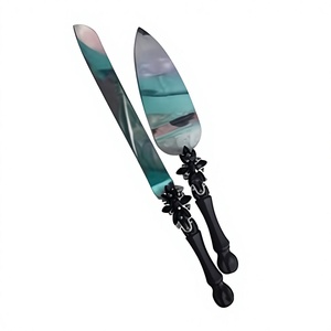 Ensembles de couverts en vrac faits à la main Meilleure vente en acier inoxydable Métal plaqué argent avec poignée en résine noire Designer - Product Image 1