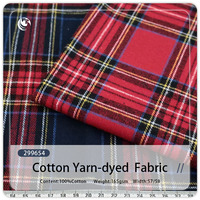 Tissu 100% Coton Teint Fil à Fil Rouge Bleu Brossé à Carreaux Écossais pour Chemises, Robes, Hauts, Sacs et Accessoires pour Enfants