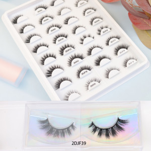 Faux <span class=keywords><strong>cils</strong></span> synthétiques naturels courts en bande, effet vison, 12mm, pour marque privée, vente en gros, avec boîte personnalisée - Product Image 2