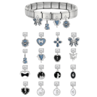 Bracelet à breloques italien tendance Y2K, série de pendentifs (Fleur, Cœur, Oiseau, Clé), personnalisable, à assembler, chaîne de main, bracelet à maillons mignon, bijoux