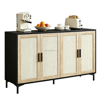 Buffet moderne avec rangement, meuble de bar à café en bois de 48 pouces avec portes et étagères, meuble de villa en bois noir