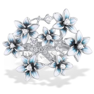 Anello Orchidea Smaltato da Donna, Gioiello da Dito alla Moda Stile Giardino Dolce - Product Image 2