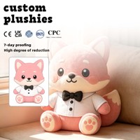 Peluche personnalisée OEM en minky de qualité supérieure avec technique de broderie, adorable renard rose en peluche doux de dessin animé