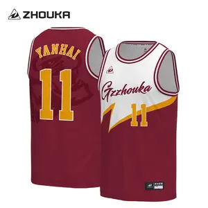 Aangepaste Sublimatie Spelers Nummers Basketbal Uniformen Ademende Omkeerbare Basketbal Singlet Heren Basketbal Truien Shirts