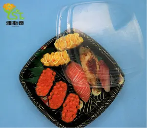 New hot bán sản phẩm dùng một lần lớn bằng nhựa sushi vuông khay