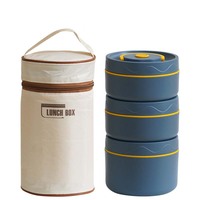 Isolierte Edelstahl-Rundlunchbox Vierer-Set Tragbare Lebensmittel-Aufbewahrungsbehälter