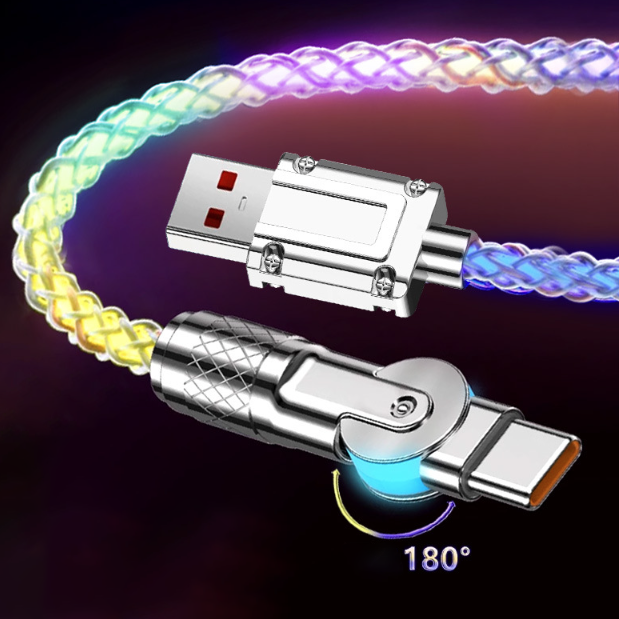 RGB LED Light up USB Fast Charge Cable for Type-C/Micro USB Devices