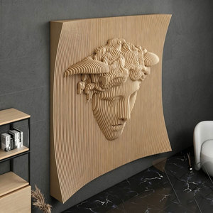 Décoration murale en bois sculpté 3D style crème M43, art mural cannelé DIY avec appliques pour fond de canapé de <span class=keywords><strong>salon</strong></span> haut de gamme - Product Image 1