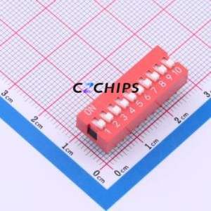 SMQS-10R-TP DIP Switch Switch ( Type: Flat Toggle, Raised Type )( Number of Switch Sections: 10 )( Lead Spacing: 2.54mm ) - Product Image 1