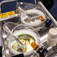 Alles-in-één: de ideale machine om verse ijsjes en gelato te produceren, te serveren en te presenteren; elektrische mobiele gelato-kar op batterijen.