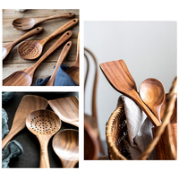 Ensemble d'ustensiles de cuisine en bois de 9 pièces, ensembles de spatules antiadhésives pour la cuisine