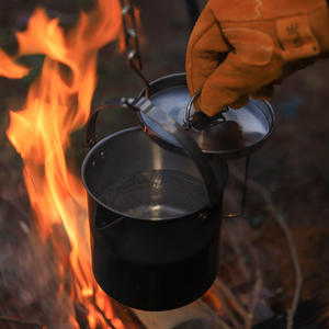 Outdoor Portable Camping Kettle 1.2L <b>Stainless</b> <b>Steel</b> Brushed Finish Hanging <b>Teapot</b> For Picnic Road Trip Cooking - Product Image 3