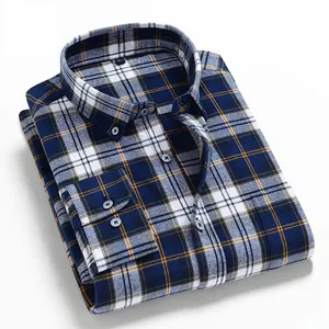 OEM/ODM 2024 diseño de moda camisas hombre manga larga personalizada al por mayor manga larga para hombre Camisa de franela a cuadros