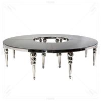 Ensemble de table à manger moderne en acier inoxydable rond à haute brillance pour mariage et fêtes, événements durables